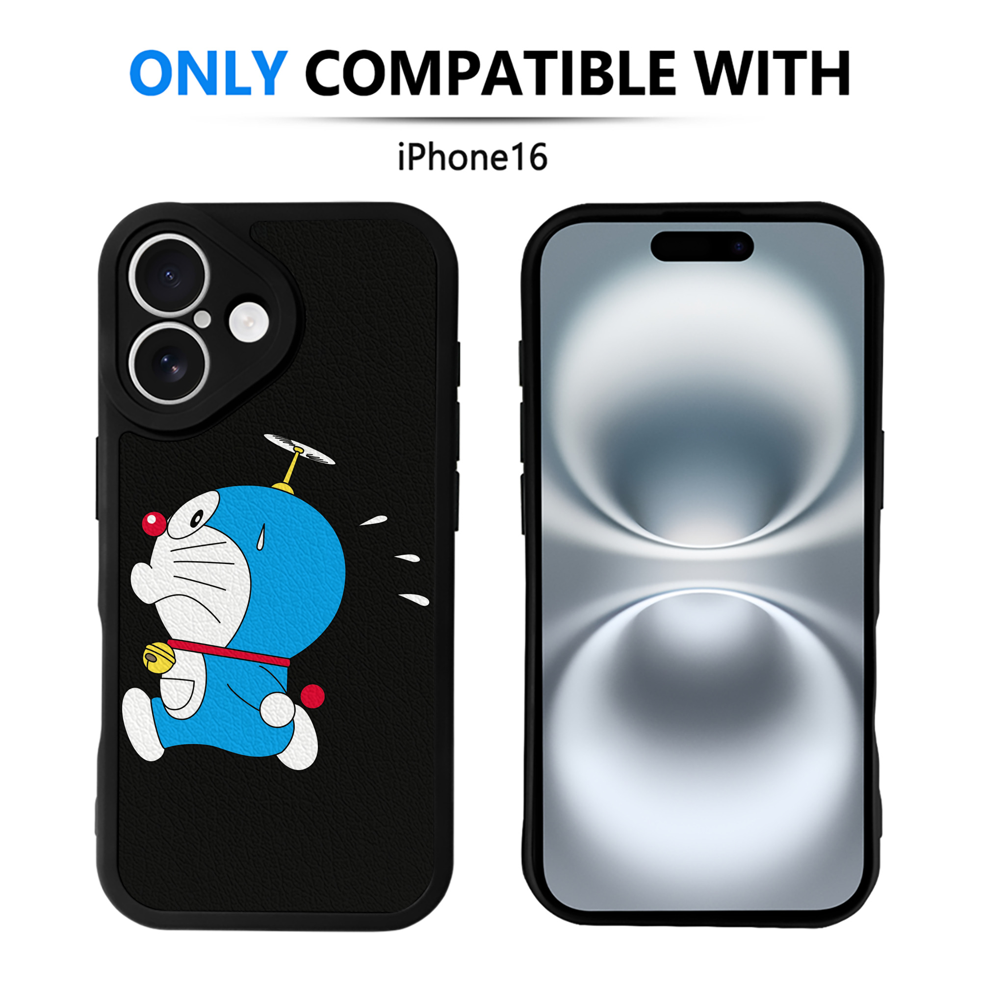 （画像用） ドラえもん Doraemon 【iPhone 16シリーズ対応】シリコンスマホケース（レザー調） 材質：シリコン